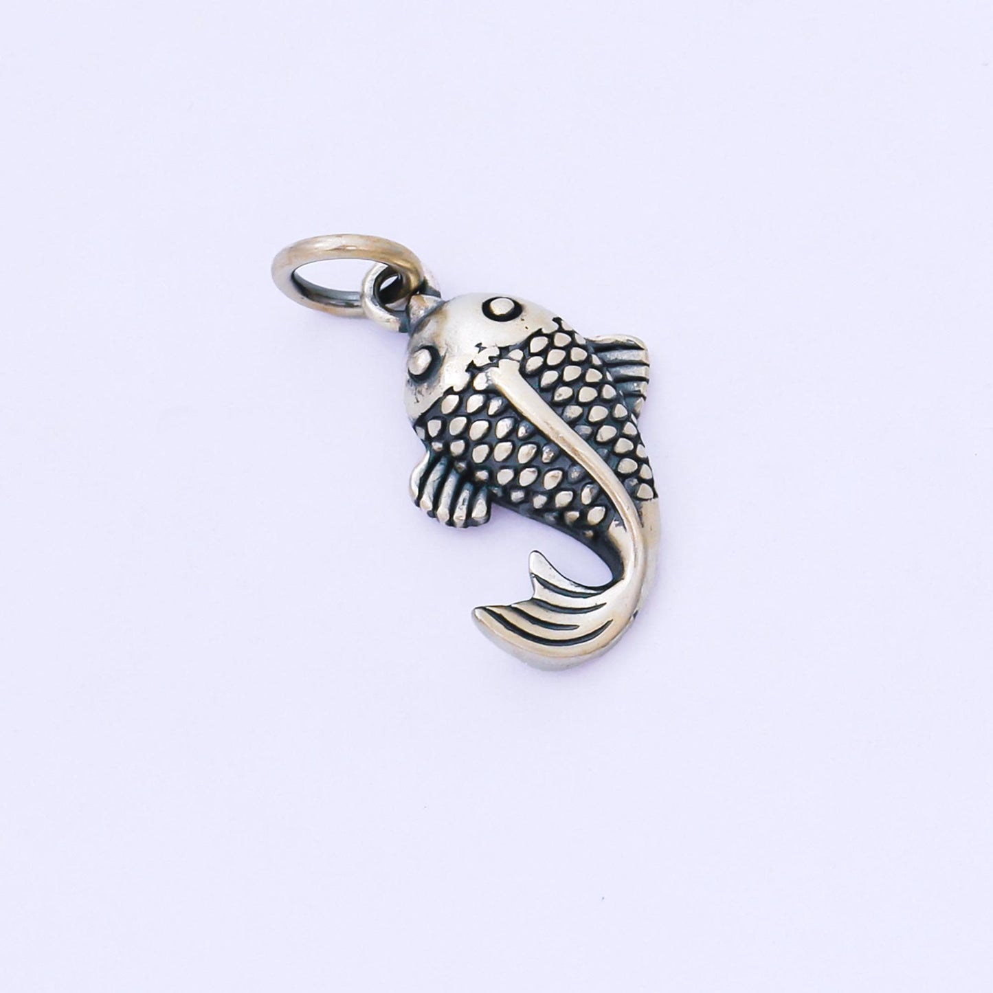 Dainty Sterling silver s925 koi fish aquarium pet animal charm Fisherman Jewelry Inspired | SL-693