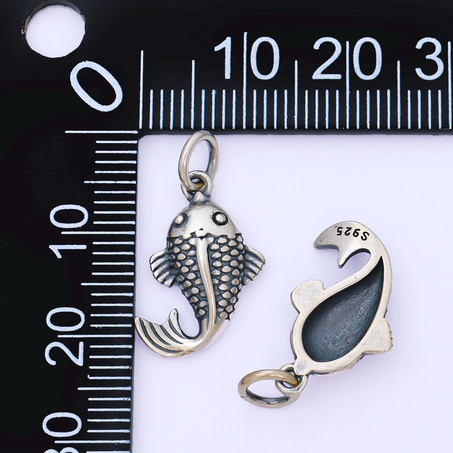 Dainty Sterling silver s925 koi fish aquarium pet animal charm Fisherman Jewelry Inspired | SL-693