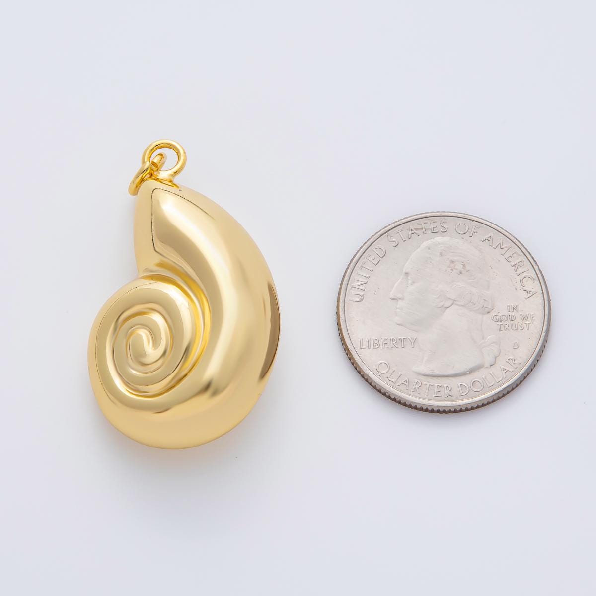 18K Gold Filled Ammonite Sea Shell Pendant Gold Snail Shell Charm | AF-1408