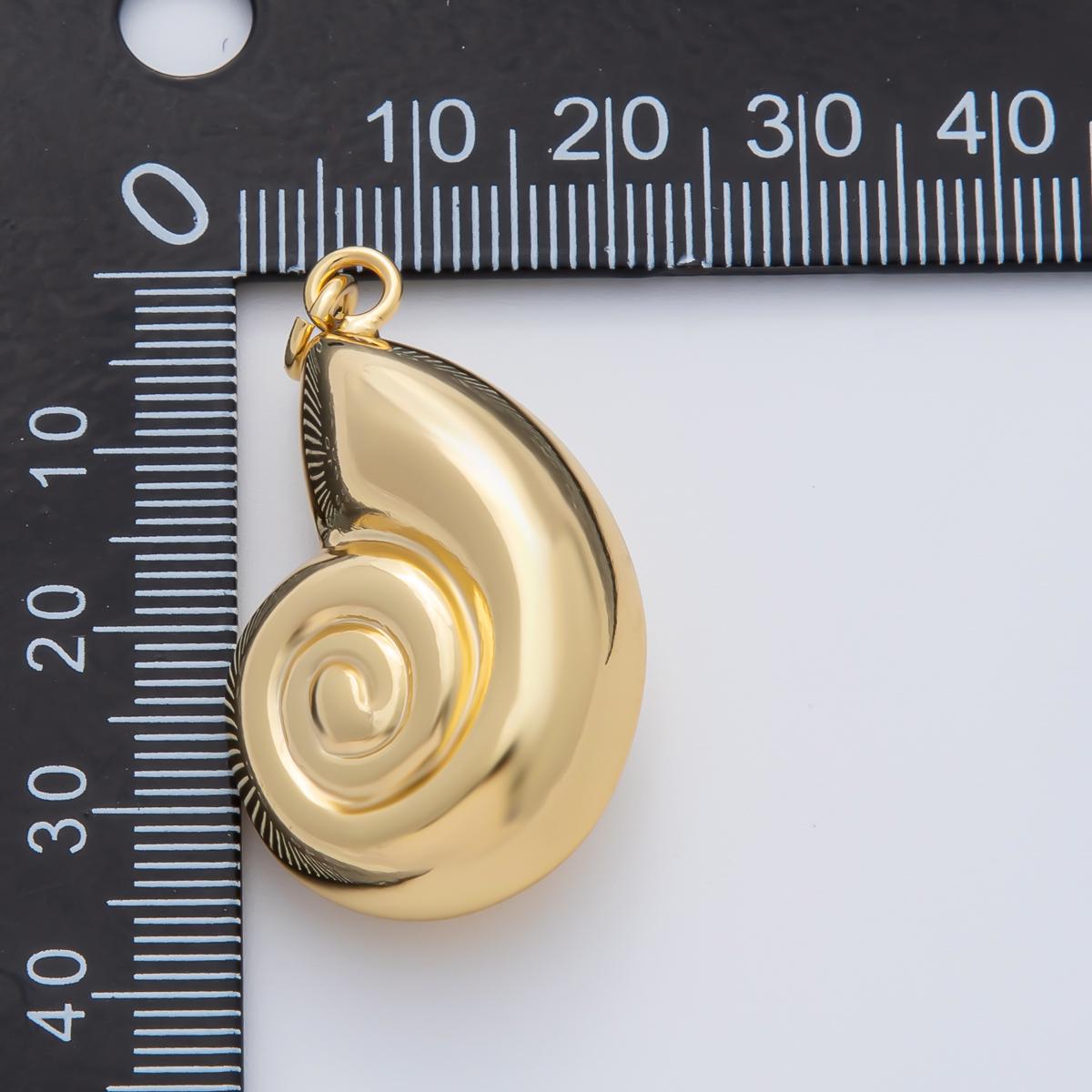 18K Gold Filled Ammonite Sea Shell Pendant Gold Snail Shell Charm | AF-1408