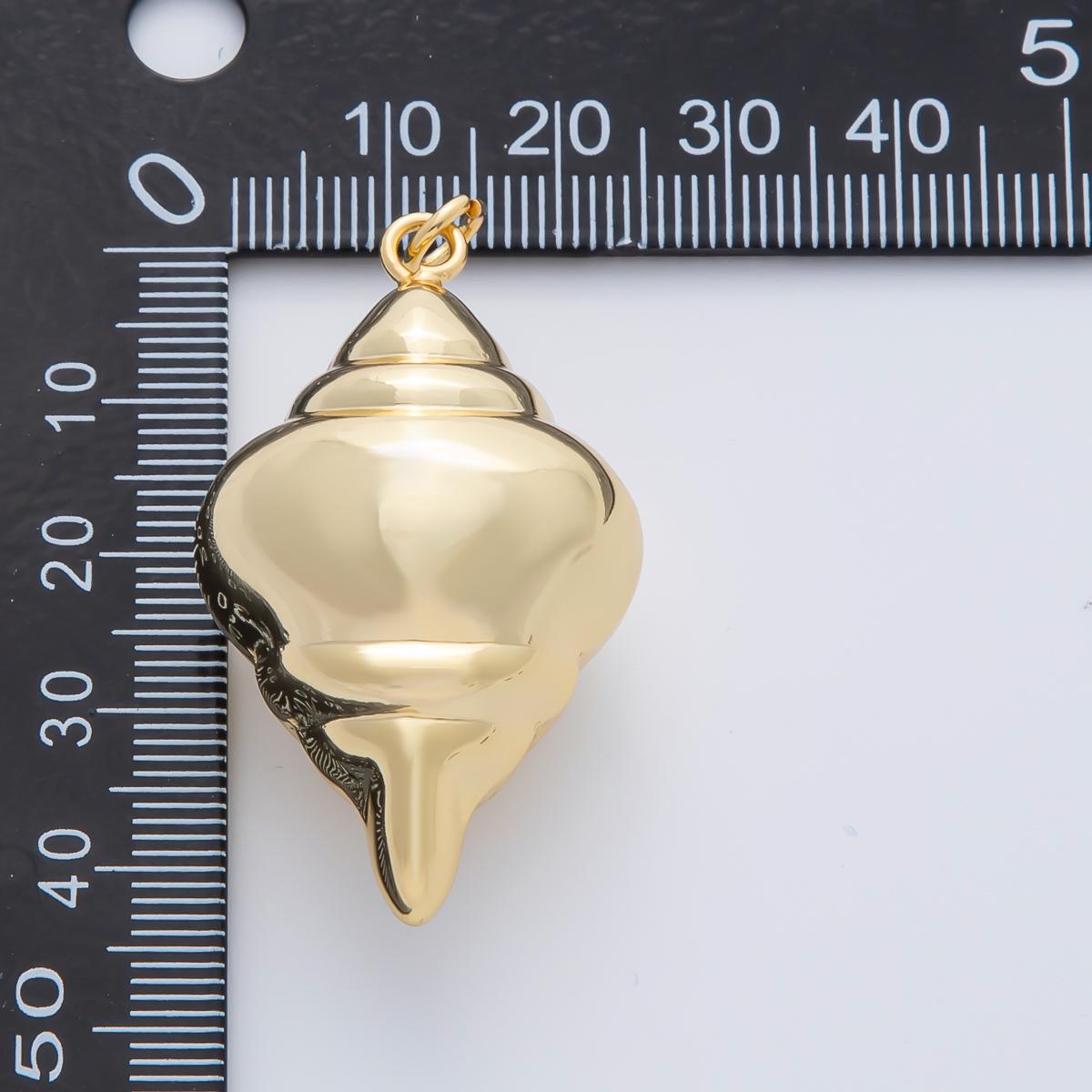 Big Sea Snail Shell 18K Gold Filled Charm, Golden Snail Shell Pendant Charm Summer Beach Pendant Statement For DIY Jewelry AF-1409