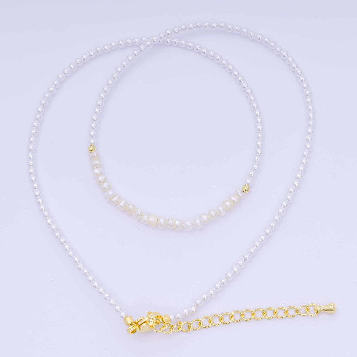 24K Gold Filled Freshwater Pearl Colorful Gemstone Bead Necklace 16.92 Inch with Extender | WA-3649 - WA-3657