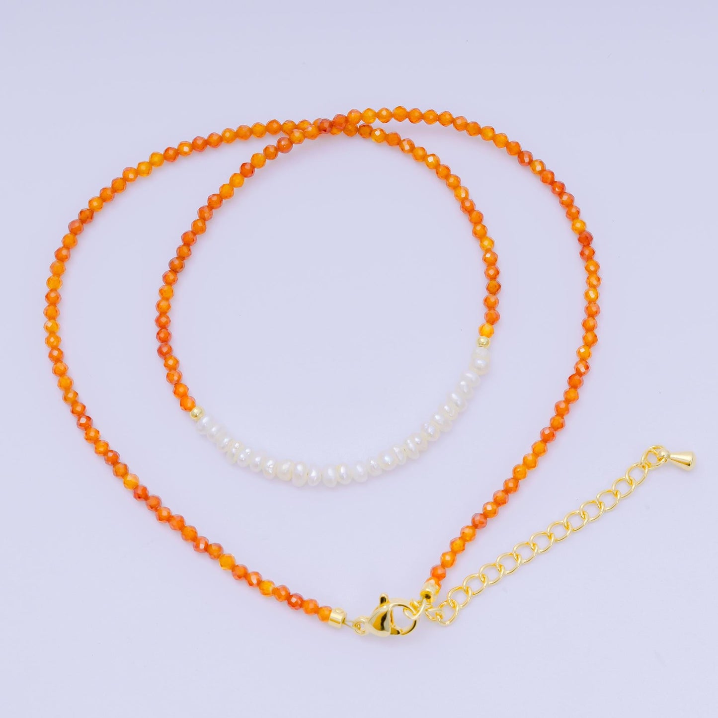 24K Gold Filled Freshwater Pearl Colorful Gemstone Bead Necklace 16.92 Inch with Extender | WA-3649 - WA-3657