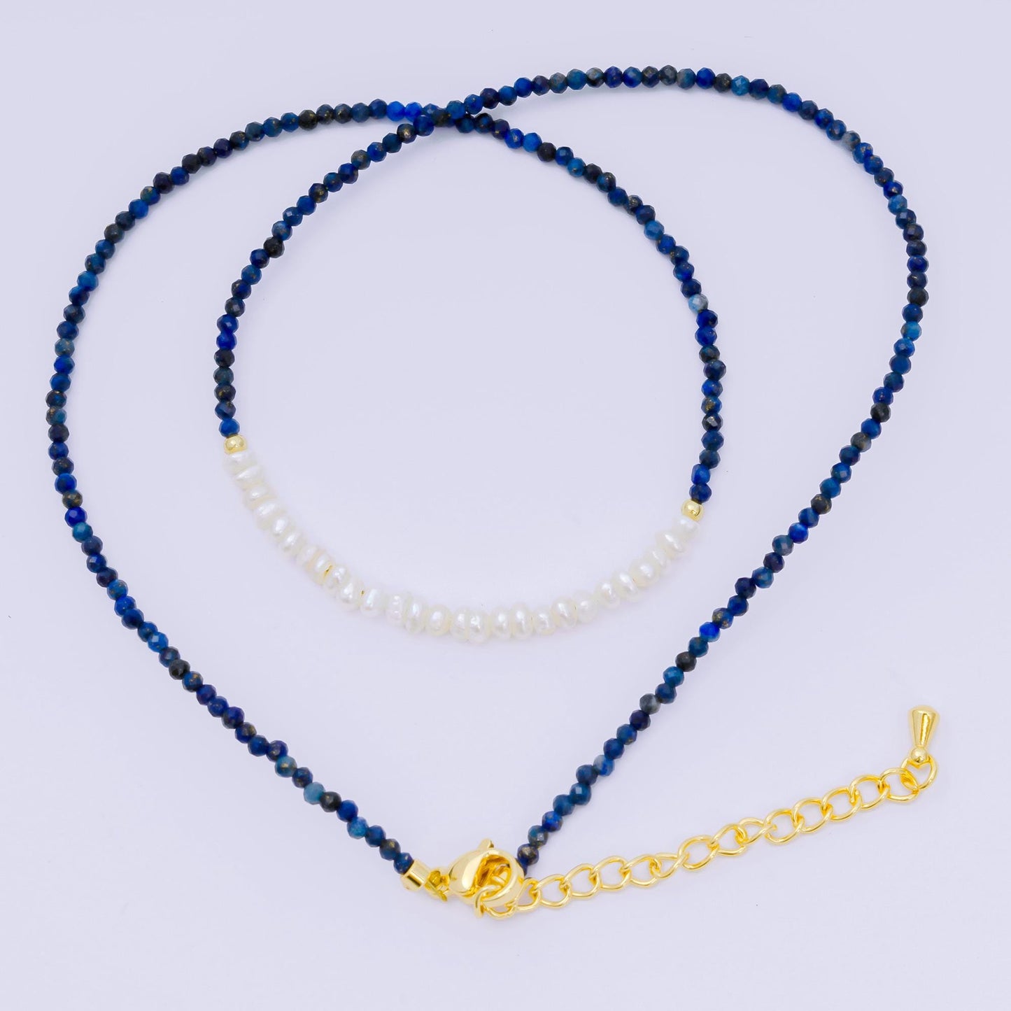 24K Gold Filled Freshwater Pearl Colorful Gemstone Bead Necklace 16.92 Inch with Extender | WA-3658 - WA-3666