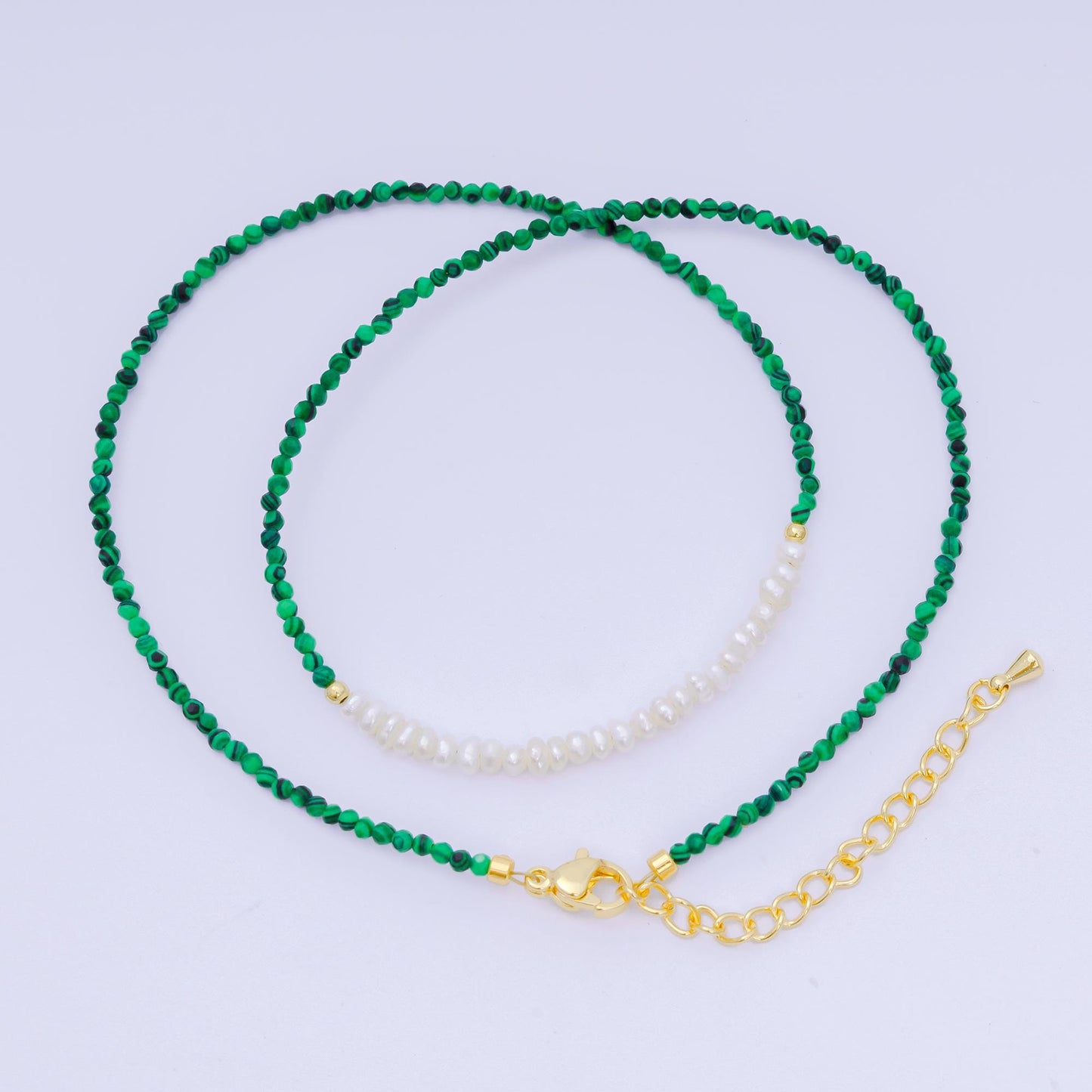 24K Gold Filled Freshwater Pearl Colorful Gemstone Bead Necklace 16.92 Inch with Extender | WA-3658 - WA-3666