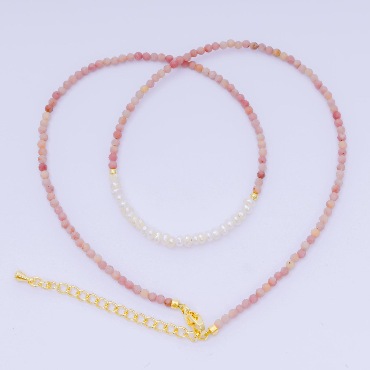 24K Gold Filled Freshwater Pearl Colorful Gemstone Bead Necklace 16.92 Inch with Extender | WA-3667 - WA-3671