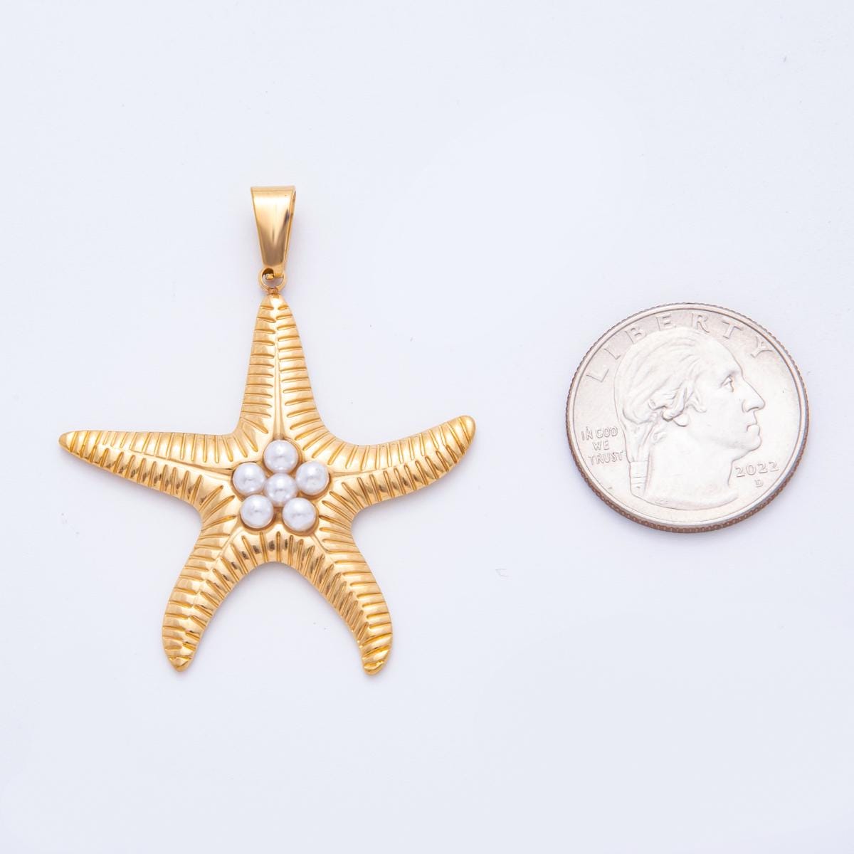 Dainty PVD Gold Stainless Steel StarFish Pendant Gold Beach Charm Bracelet Necklace for DIY Jewelry Making Supply J-541