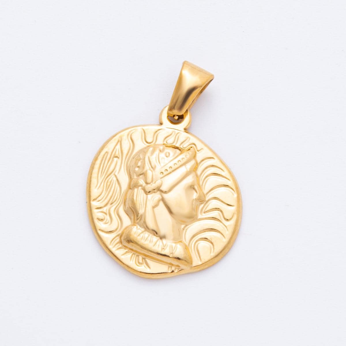 PVD Gold Stainless steel Queen Princess Cameo charm in gold | J-550