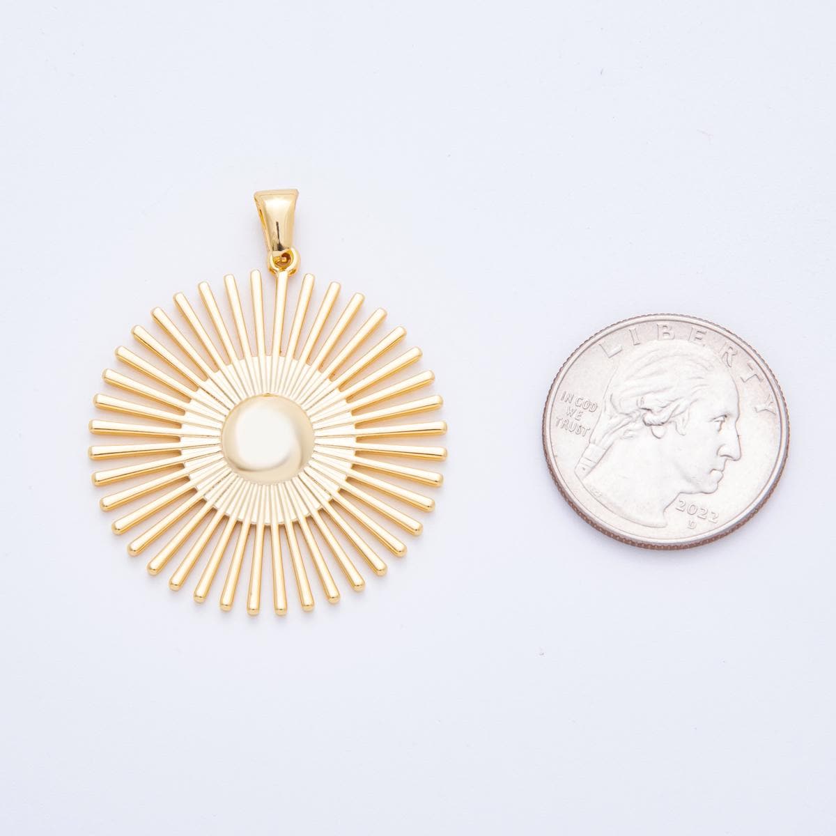 Gold Sunburst Pendant – Modern Geometric Sun Ray Charm for Celestial Necklace Jewelry Making J-656