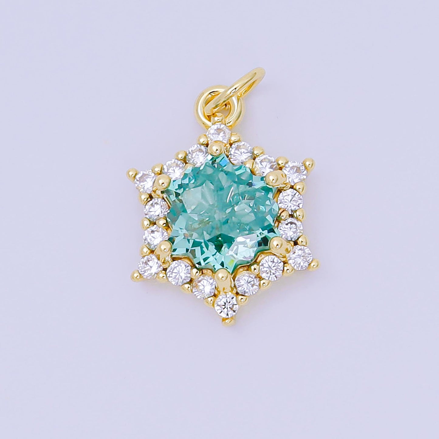 24K Gold Filled 16.9mm Micro Paved & Multicolor CZ Northern Star-Shaped Birthstone Charm | AC-1575 - AC-1581