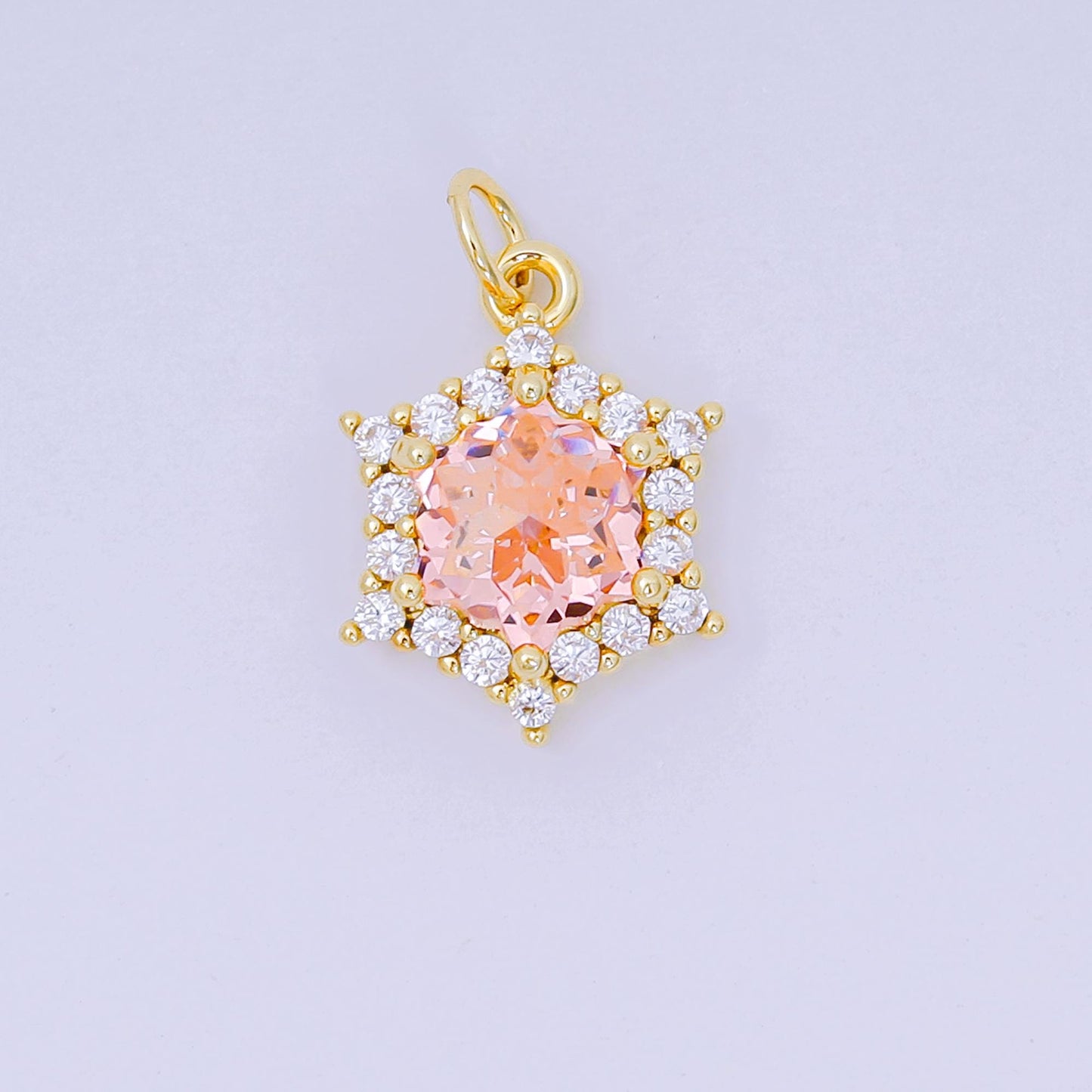 24K Gold Filled 16.9mm Micro Paved & Multicolor CZ Northern Star-Shaped Birthstone Charm | AC-1575 - AC-1581