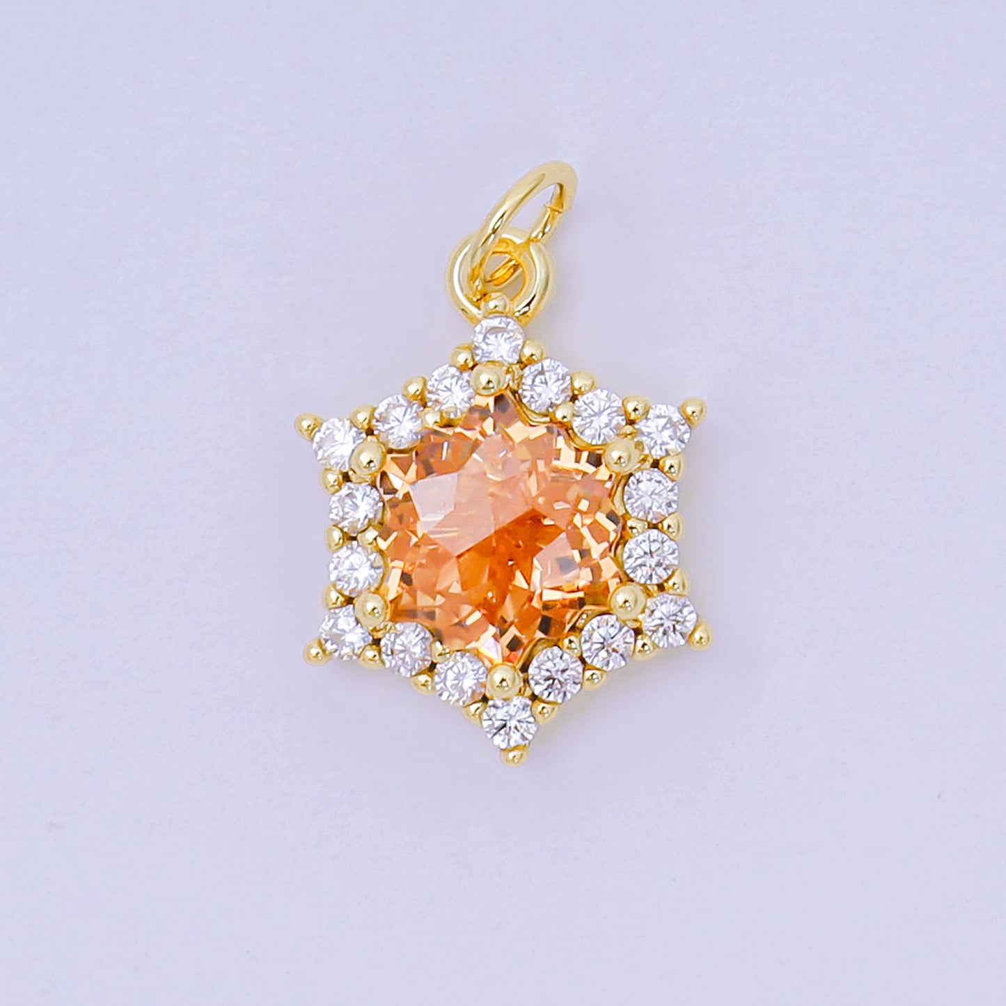 24K Gold Filled 16.9mm Micro Paved & Multicolor CZ Northern Star-Shaped Birthstone Charm | AC-1575 - AC-1581