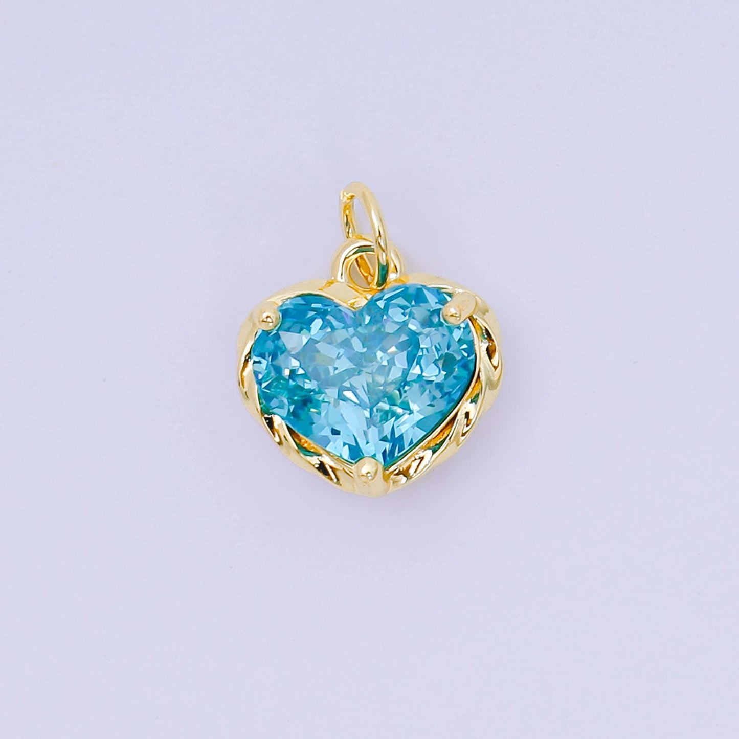 24K Gold Filled 16.9mm Heart-Shaped CZ Full of Heart Birthstone Charm | AC-1568 - AC-1574