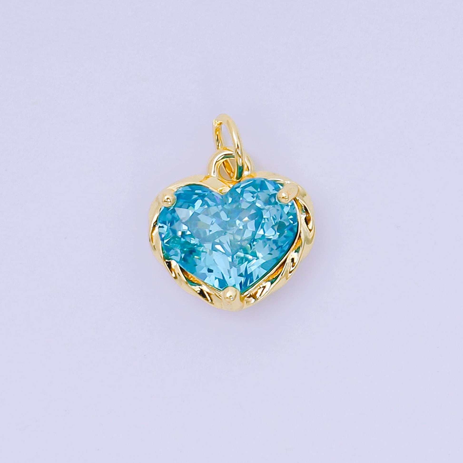 24K Gold Filled 16.9mm Heart-Shaped CZ Full of Heart Birthstone Charm | AC-1568 - AC-1574