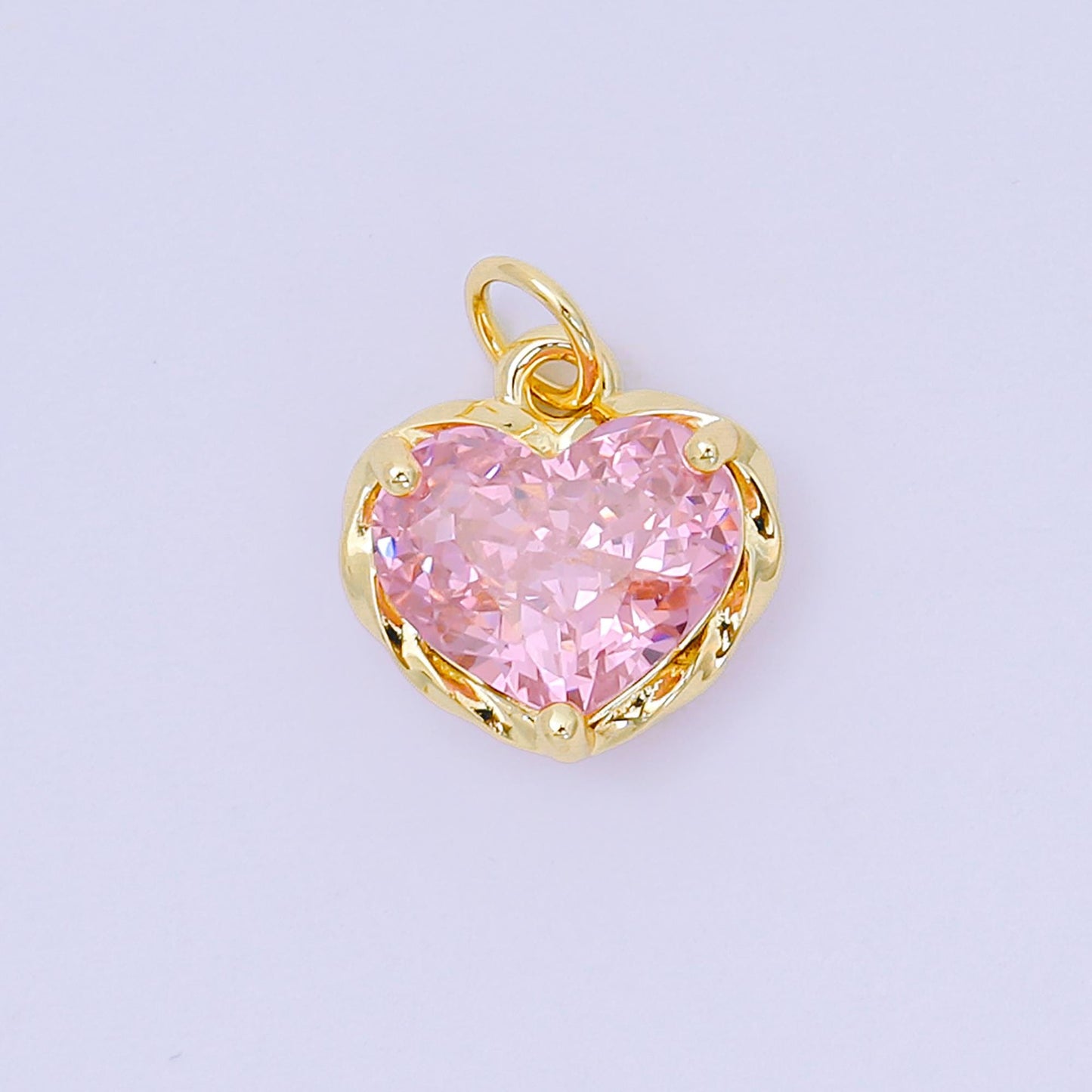 24K Gold Filled 16.9mm Heart-Shaped CZ Full of Heart Birthstone Charm | AC-1568 - AC-1574