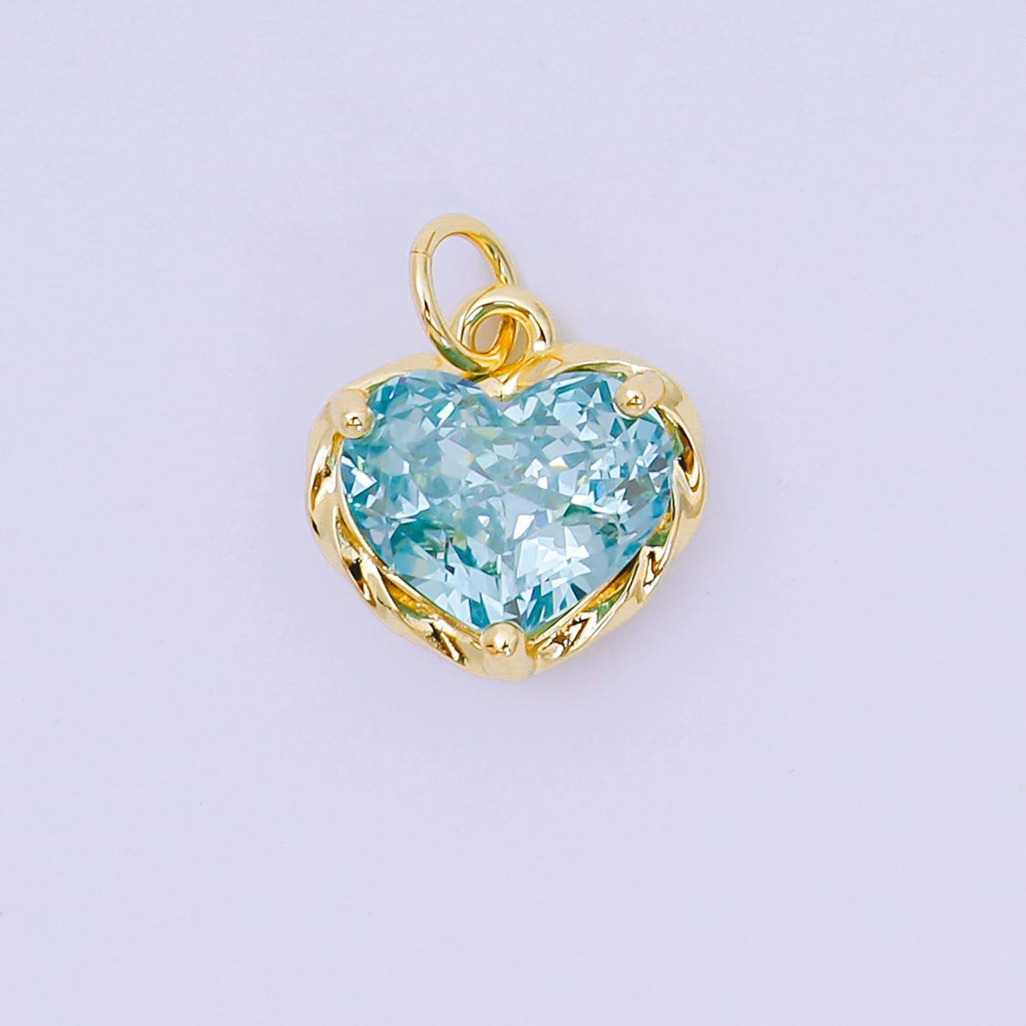 24K Gold Filled 16.9mm Heart-Shaped CZ Full of Heart Birthstone Charm | AC-1568 - AC-1574