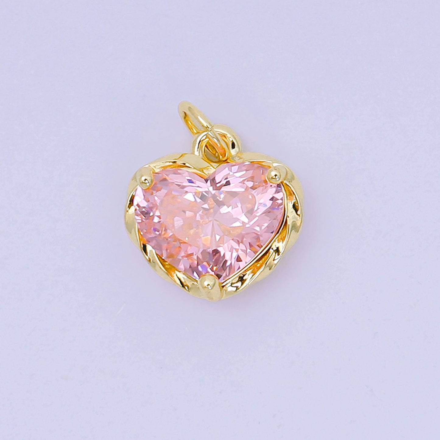 24K Gold Filled 16.9mm Heart-Shaped CZ Full of Heart Birthstone Charm | AC-1568 - AC-1574