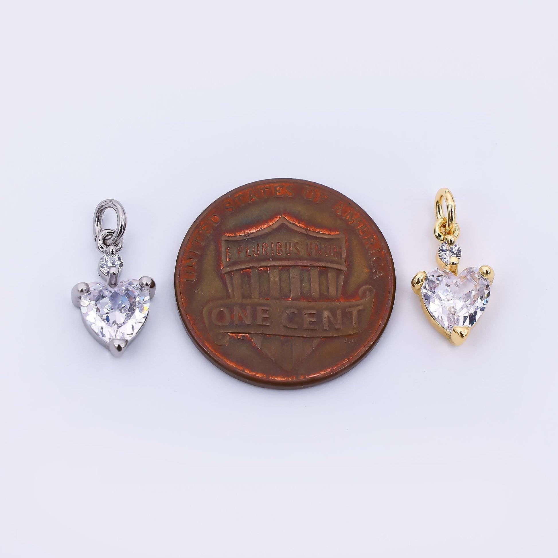 24K Gold Filled 12mm Clear CZ Heart Mini Charm in Gold & Silver | AC1599
