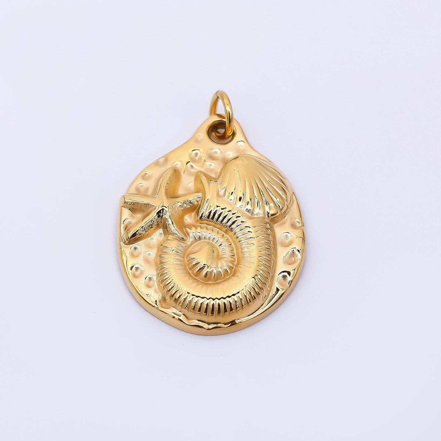 Stainless Steel 20mm Beach Sand Set Tentacle, Clam Shell, & Starfish Charm | J-277