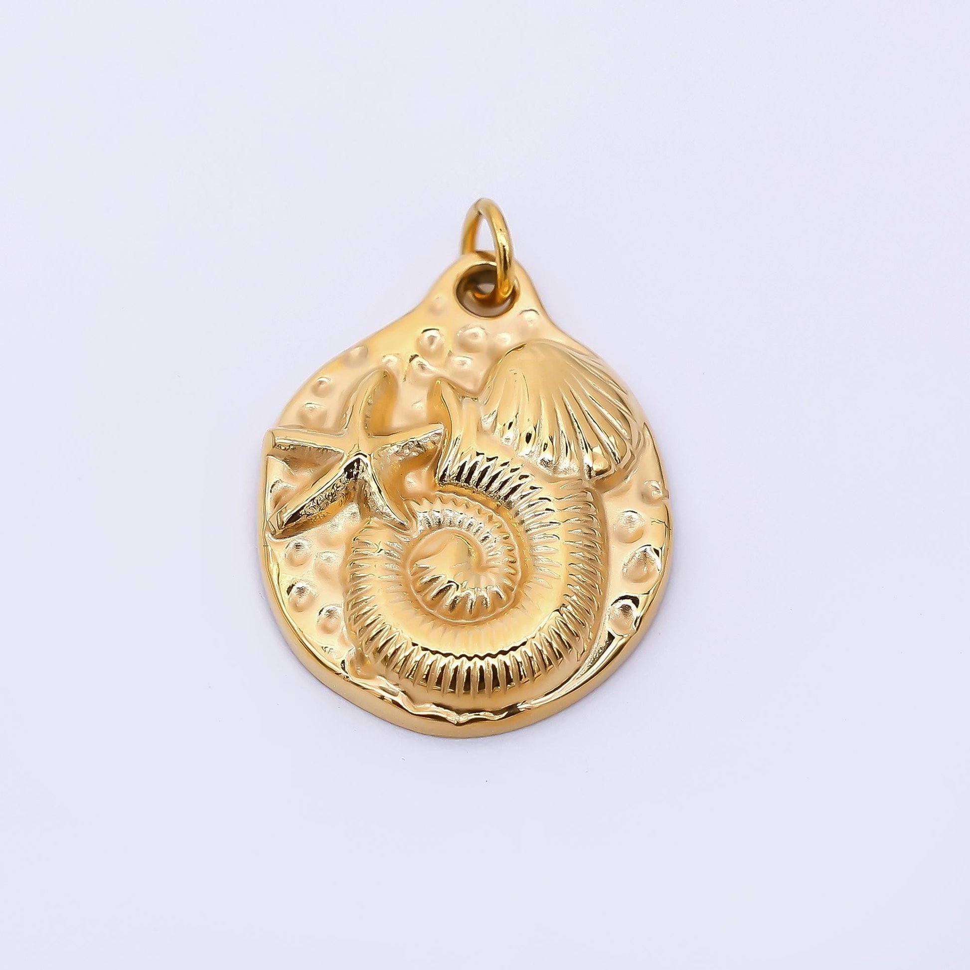 Stainless Steel 20mm Beach Sand Set Tentacle, Clam Shell, & Starfish Charm | J-277
