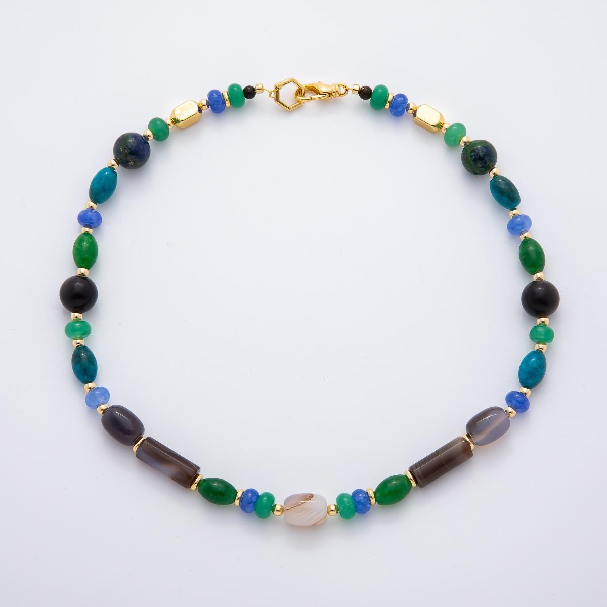 Multi gem stone beaded necklace Bracelet multi color necklace beaded chain handmade jewelry WA-3382