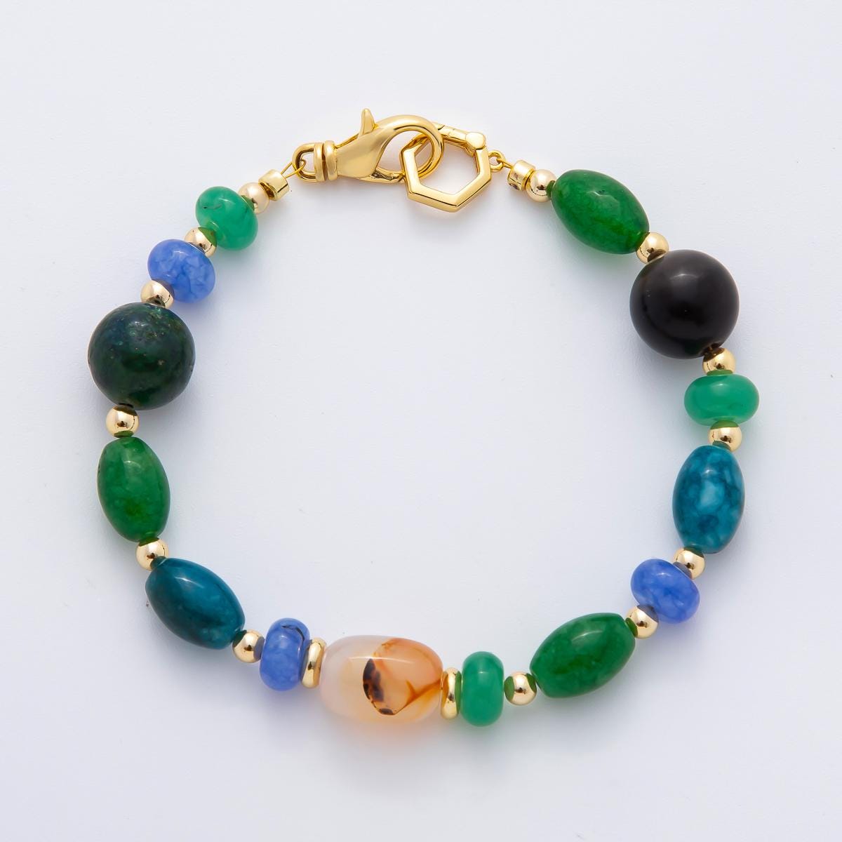 Multi gem stone beaded necklace Bracelet multi color necklace beaded chain handmade jewelry WA-3382