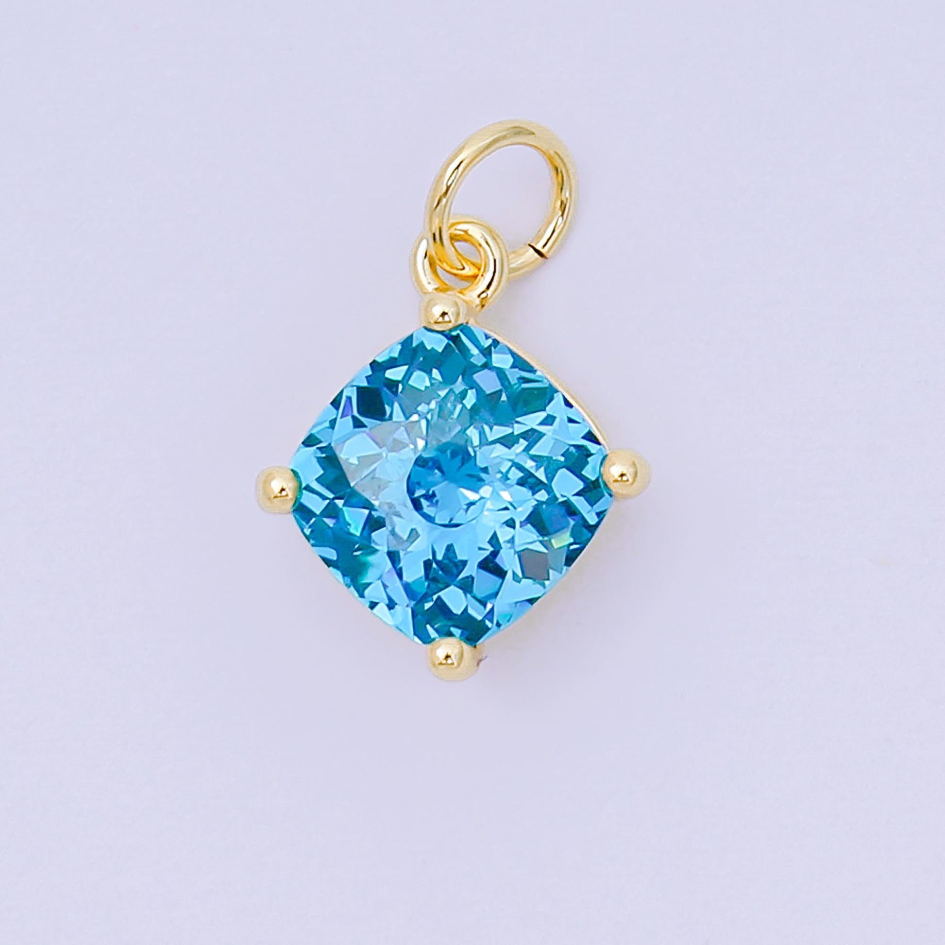 24K Gold Filled 13mm Rhombus Multicolor Birthstone CZ Charm in Gold | AC-1561 - AC-1567