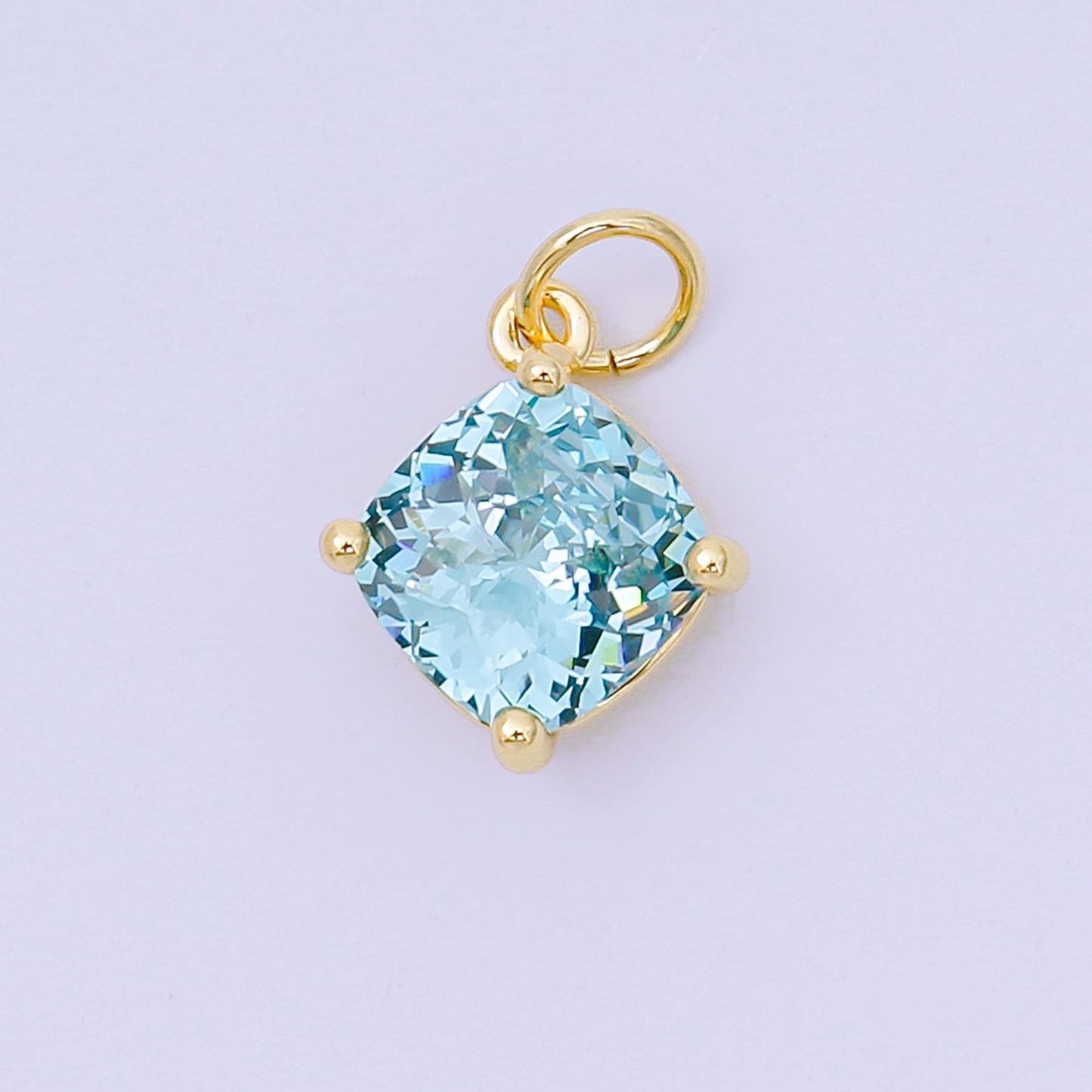 24K Gold Filled 13mm Rhombus Multicolor Birthstone CZ Charm in Gold | AC-1561 - AC-1567