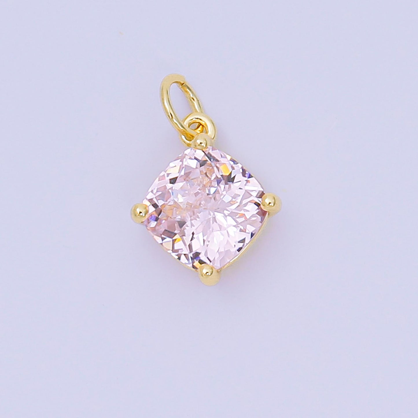24K Gold Filled 13mm Rhombus Multicolor Birthstone CZ Charm in Gold | AC-1561 - AC-1567