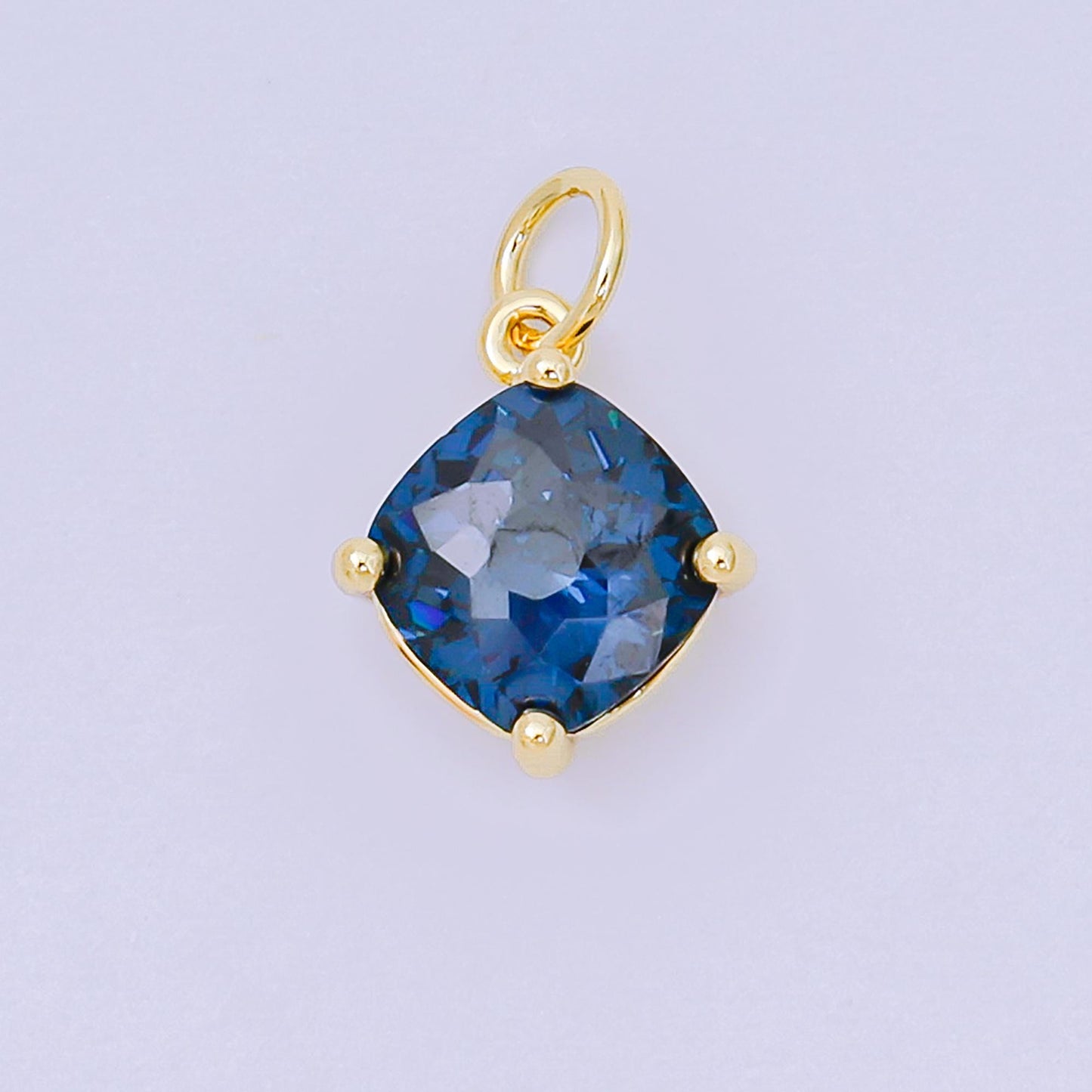 24K Gold Filled 13mm Rhombus Multicolor Birthstone CZ Charm in Gold | AC-1561 - AC-1567