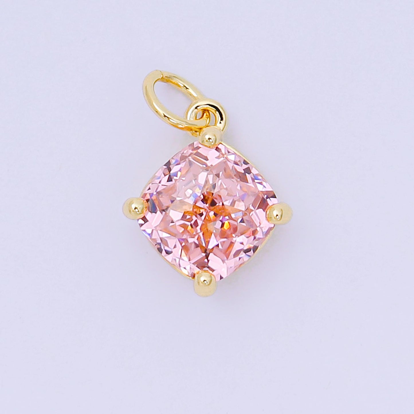 24K Gold Filled 13mm Rhombus Multicolor Birthstone CZ Charm in Gold | AC-1561 - AC-1567