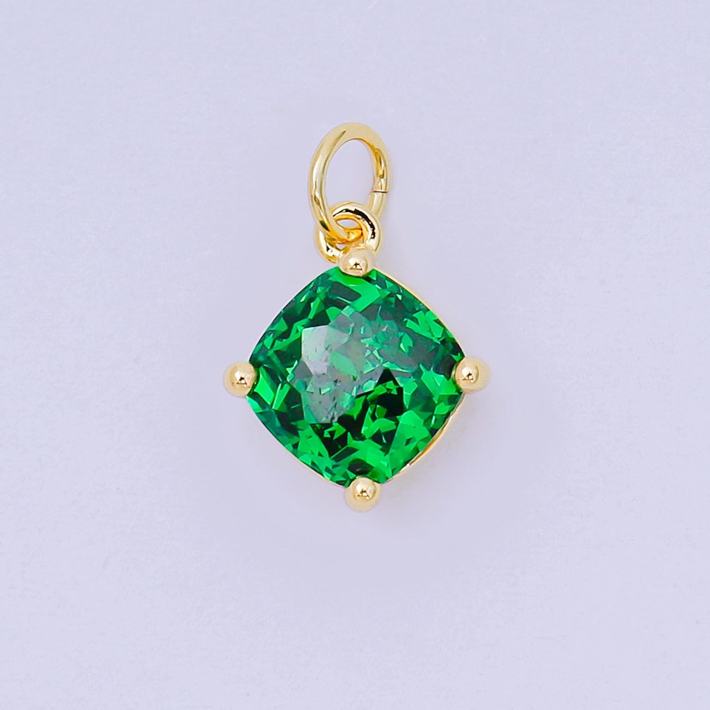 24K Gold Filled 13mm Rhombus Multicolor Birthstone CZ Charm in Gold | AC-1561 - AC-1567