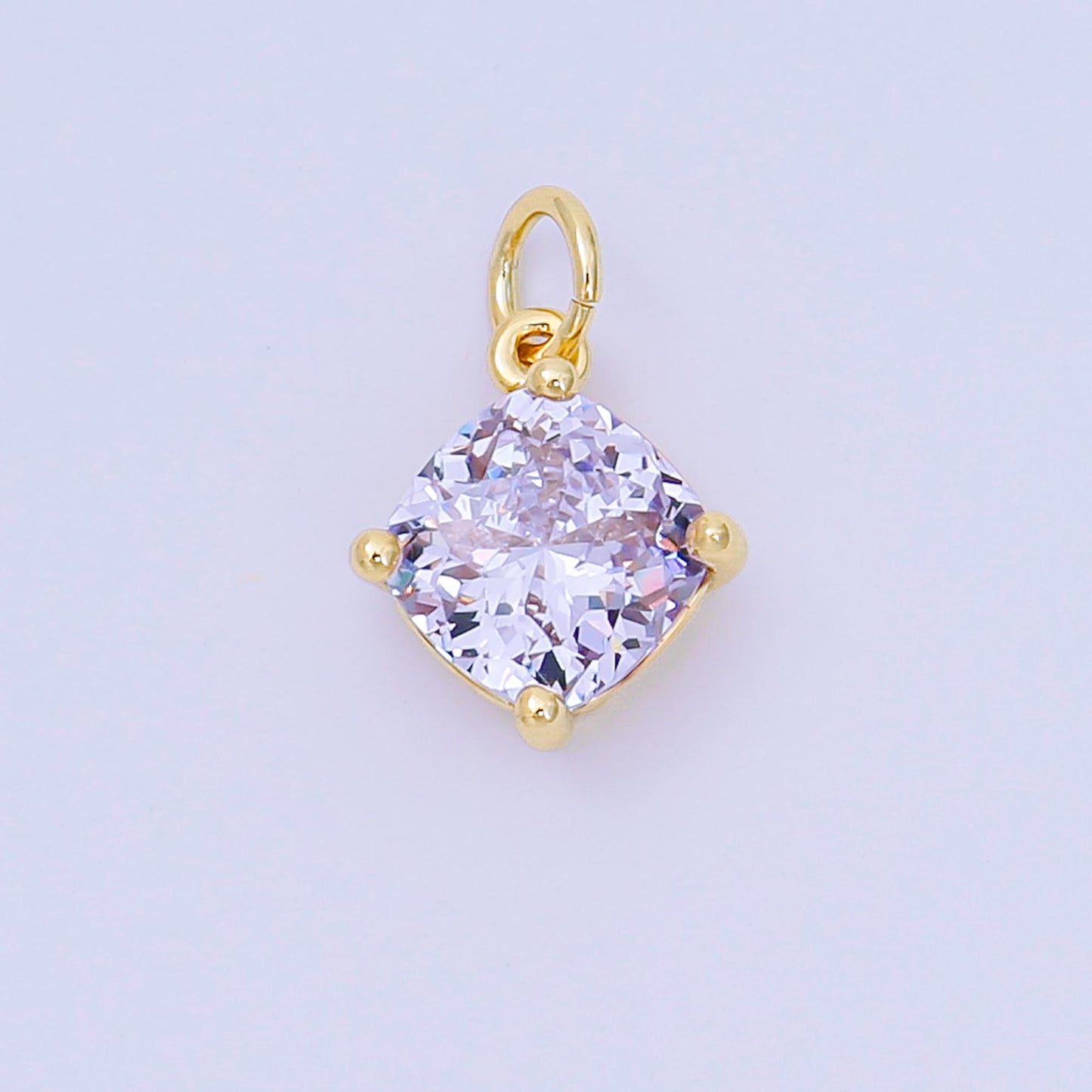 24K Gold Filled 13mm Rhombus Multicolor Birthstone CZ Charm in Gold | AC-1561 - AC-1567