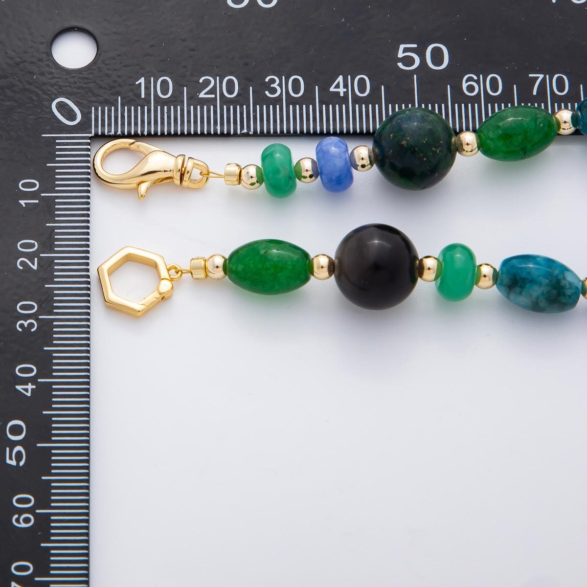 Multi gem stone beaded necklace Bracelet multi color necklace beaded chain handmade jewelry WA-3382
