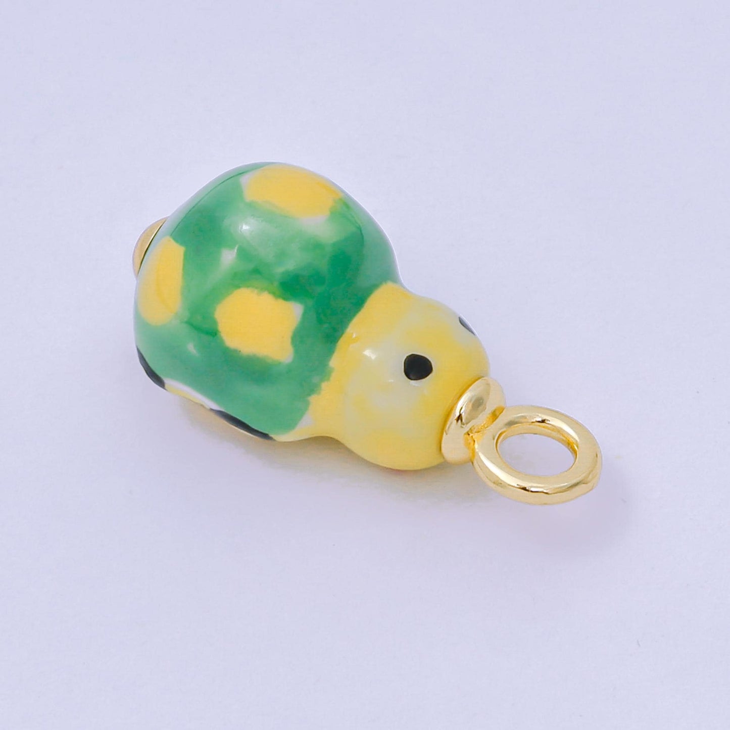 24K Gold Filled Turtle Charm Under The Sea Animal Ceramic Drop Pendant | AF-1520
