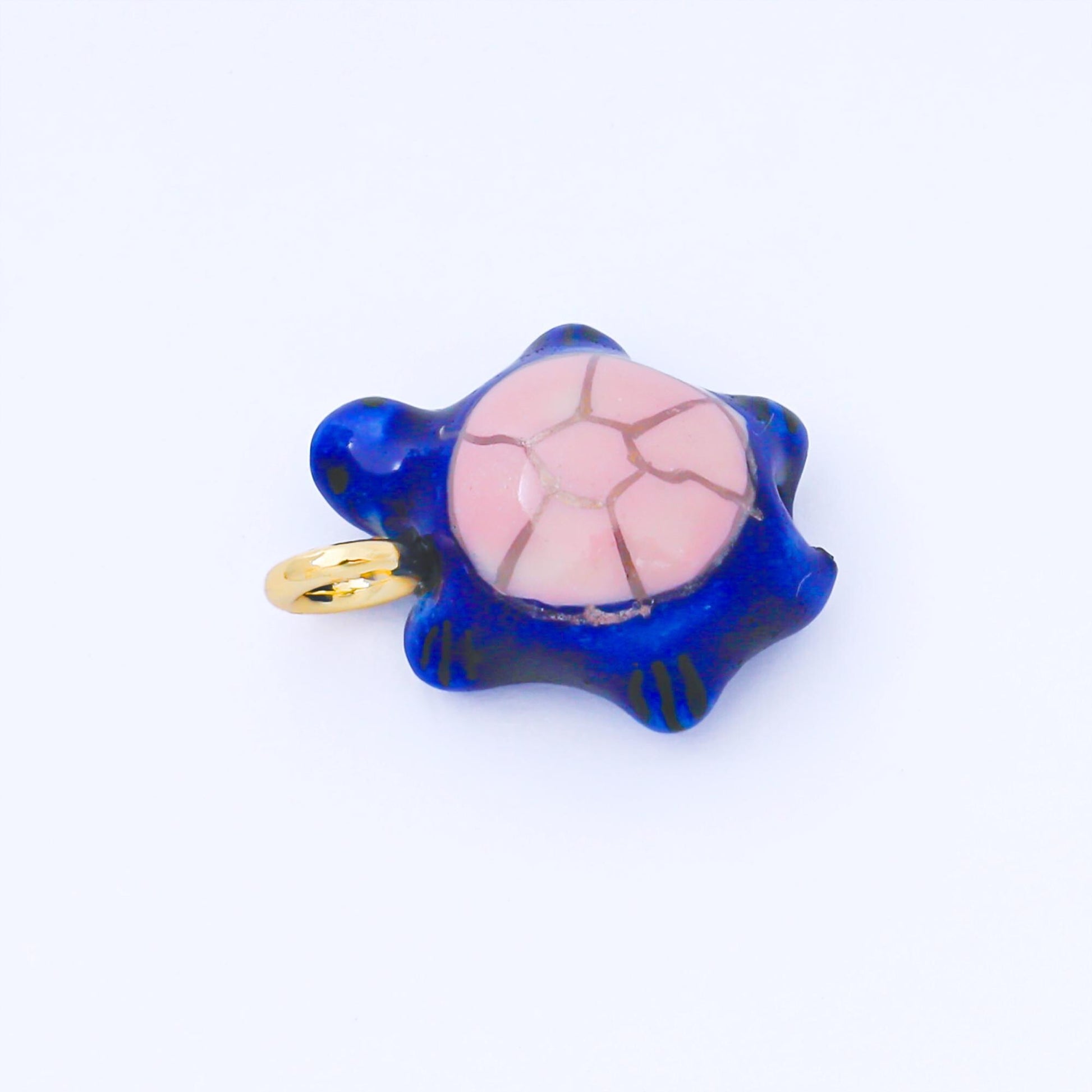 24K Gold Filled Turtle Charm Under The Sea Animal Ceramic Drop Pendant | AF-1522