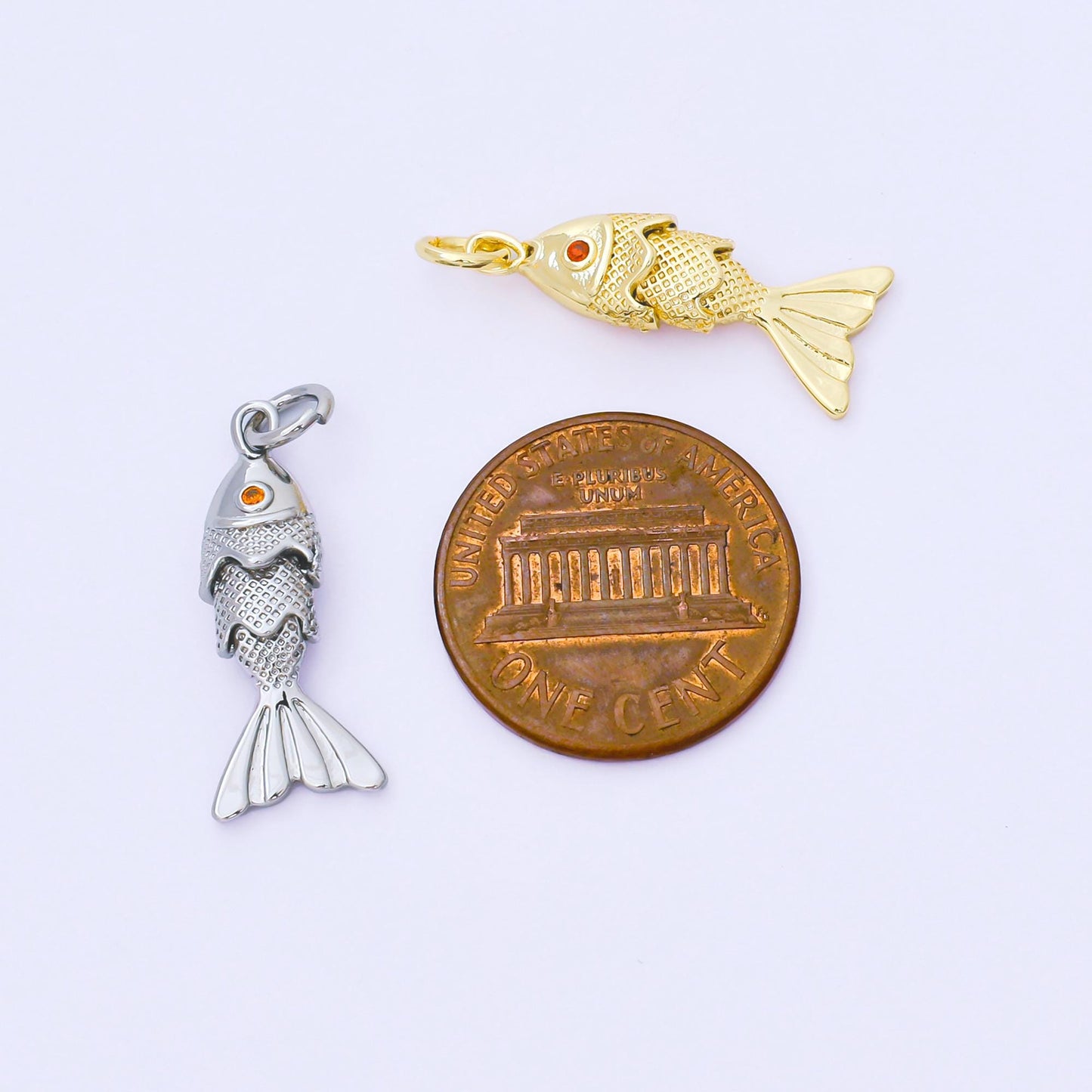 3D 24k gold filled Articulated Fish Pendant Movable Tail Design Vintage Style Charm Sardines Fish Animal Sea Life Inspired Jewelry AF-1526