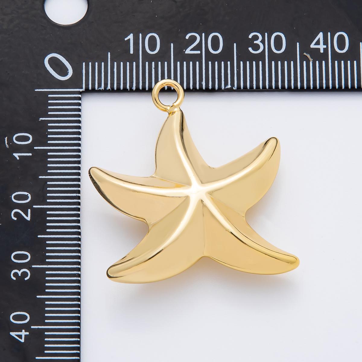 18K gold filled 30.5 Big 3D Puffy starfish ocean animal add-on charm | AF-1352