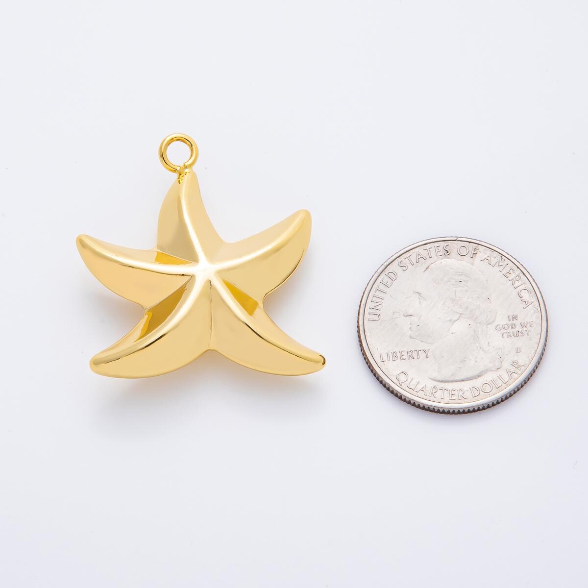 18K gold filled 30.5 Big 3D Puffy starfish ocean animal add-on charm | AF-1352