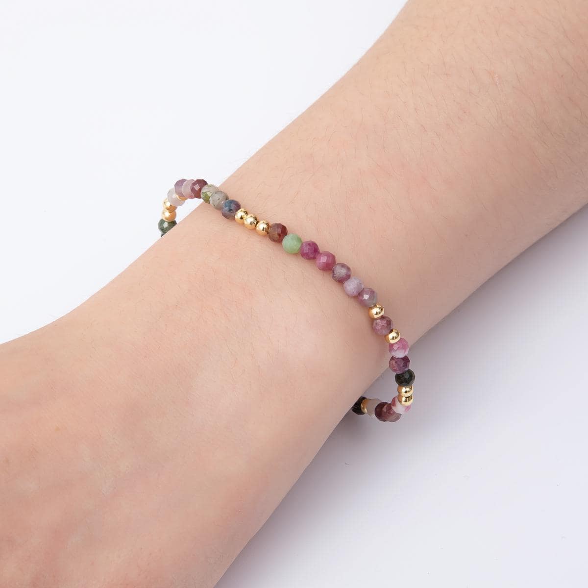 Dainty Handmade Gemstone Beaded bracelet chain minimalist jewelry 4mm beaded ball for Stackable Jewelry WA-3449
