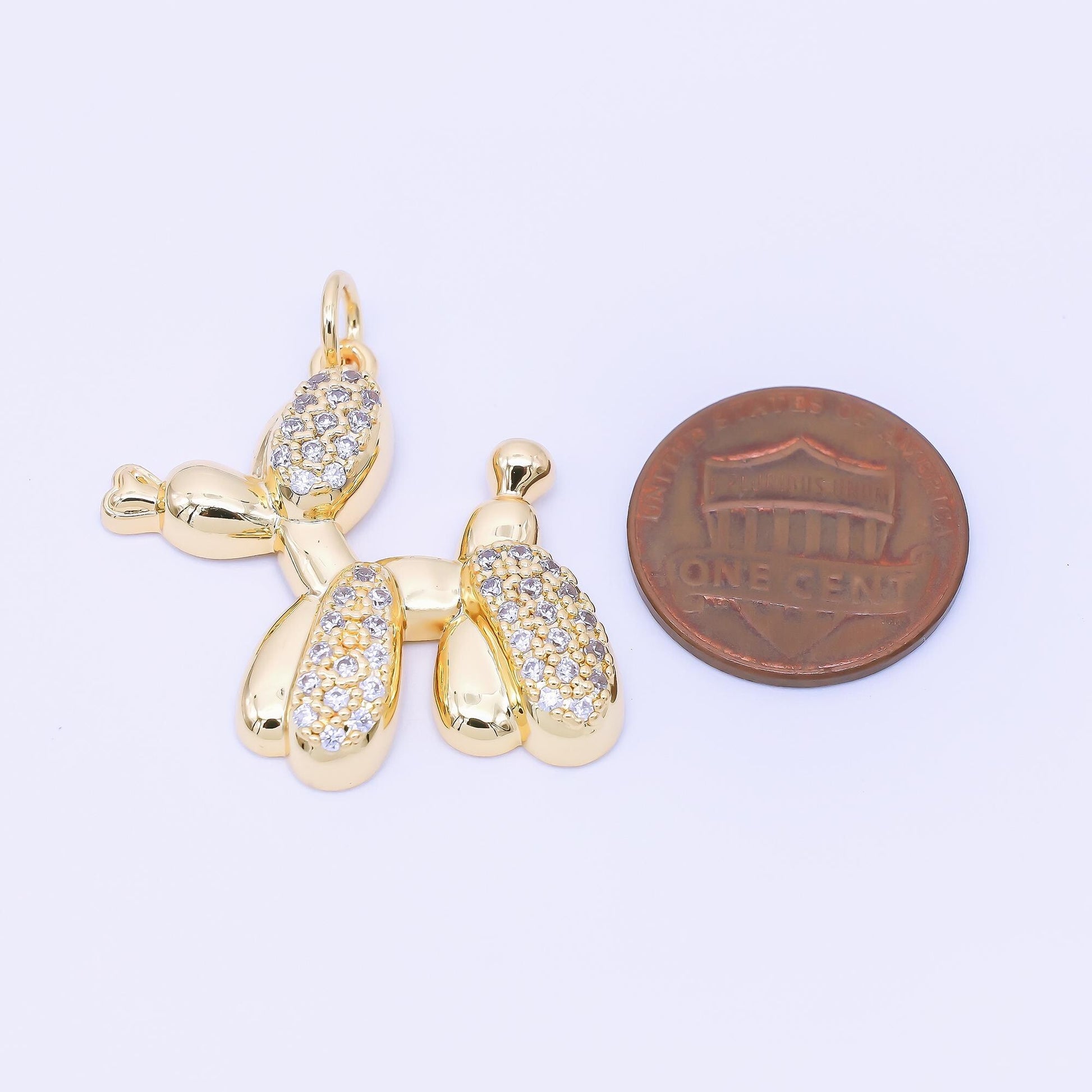 24K Gold Filled 28mm Micro Paved CZ Pinata Party Horse Balloon Animal Charm | AF1307