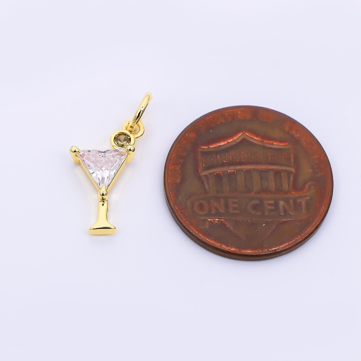 24K Gold Filled 14mm Clear CZ Olive Martini Cocktail Alcohol Charm | AF-525