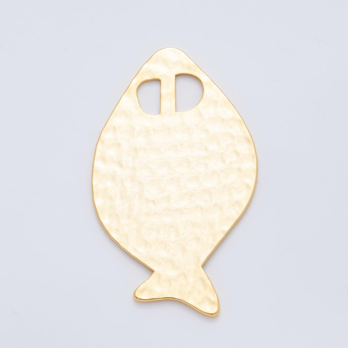 Large Gold Fish Pendant for Cord Necklace Fish Charm Under the Sea Ocean Life 18k Gold Filled Jewelry Supply Z-1252