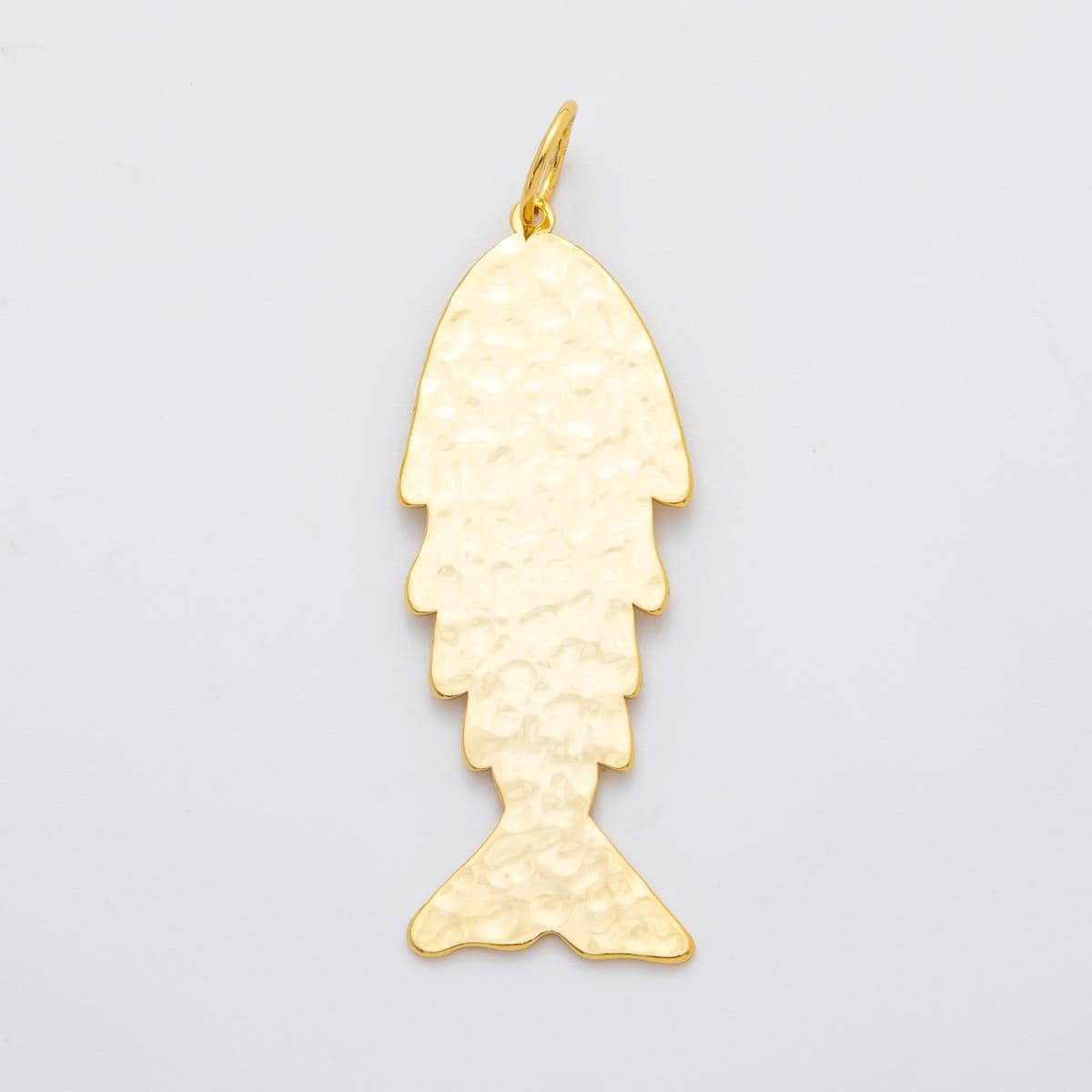 Gold Fish Pendant for Cord Necklace Fish Charm Under the Sea Ocean Life 18k Gold Filled Jewelry Supply N-1404