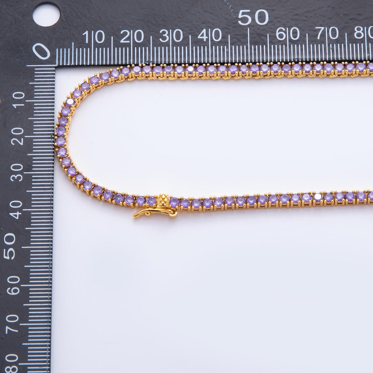 18K Gold Filled Lariat Color CZ Tennis Necklace 16 Inch Choker Short Necklace for Party Layering Necklace | WA-2241