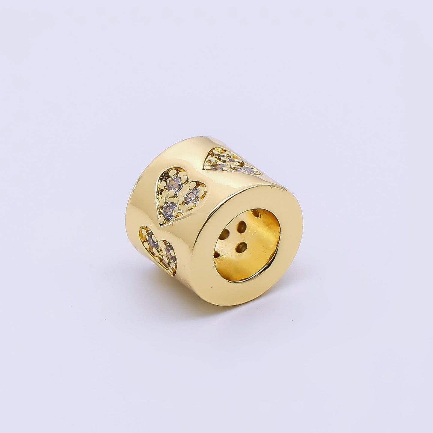 24K Gold Filled Micro Paved CZ Lover-Loop with Large Hole Bead Spacer | B-071