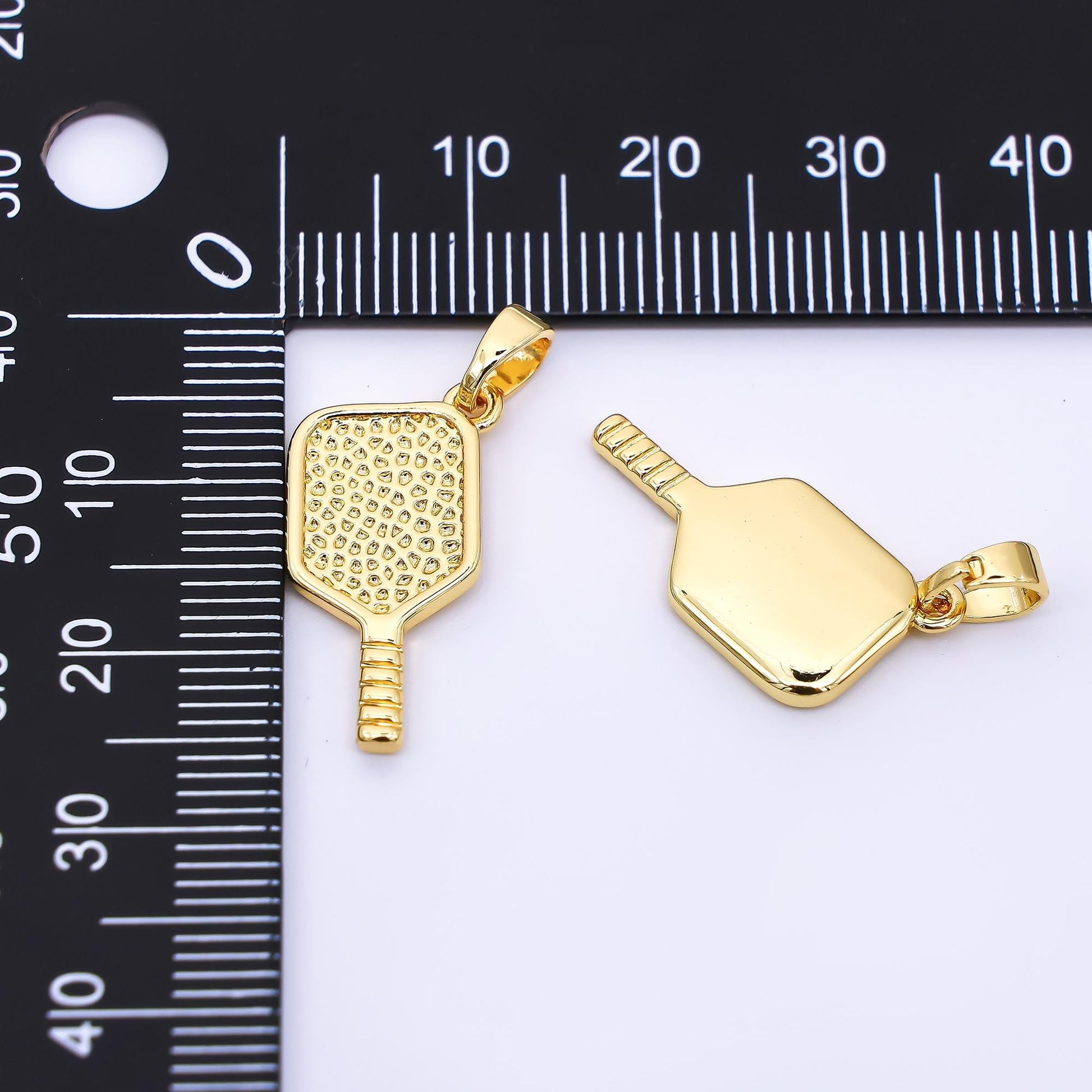 24K Gold Filled 21mm Pickleball Paddle Racket Sport Charm | AH-477