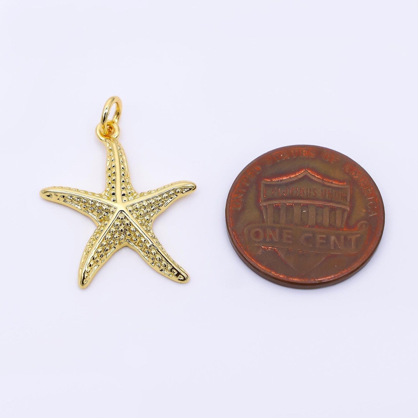 24K Gold Filled 22.5mm Dotted Sea Starfish Animal Charm | AF-540