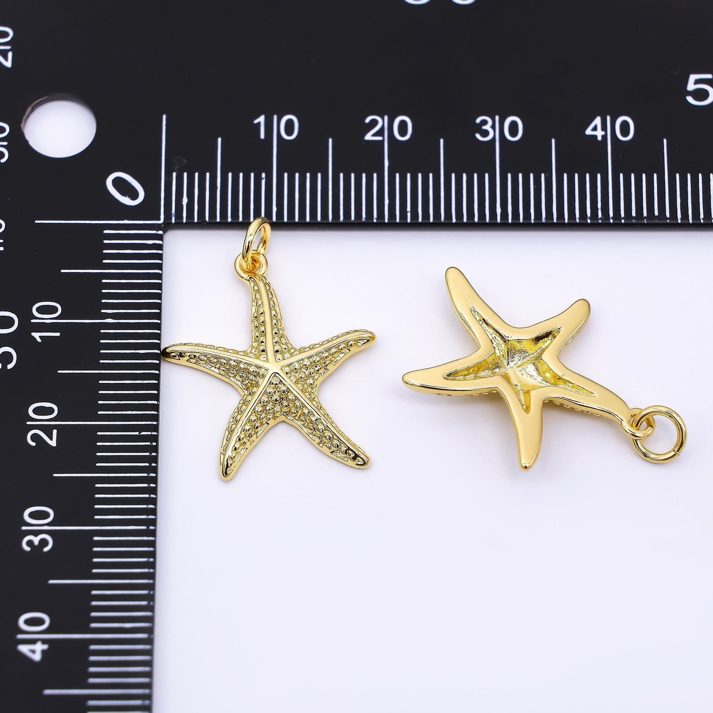 24K Gold Filled 22.5mm Dotted Sea Starfish Animal Charm | AF-540