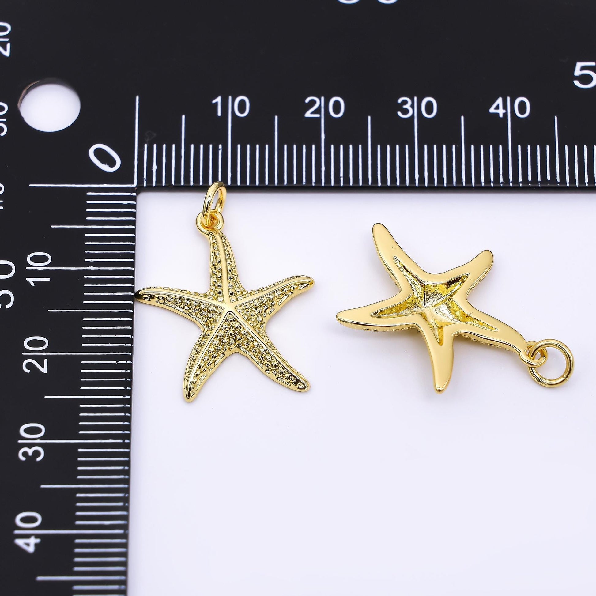 24K Gold Filled 22.5mm Dotted Sea Starfish Animal Charm | AF-540